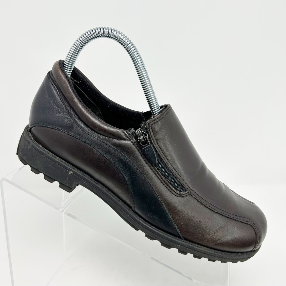 Munro Dark Brown and Black Leather Comfort Chunky Sole Loafers Size 7 Zipper